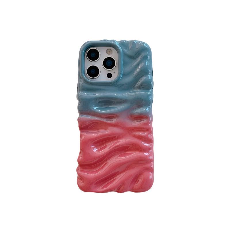 Color Block Pink Cream Textured Case with Lanyard for iPhone 14/15/16 Pro Max & Apple 17