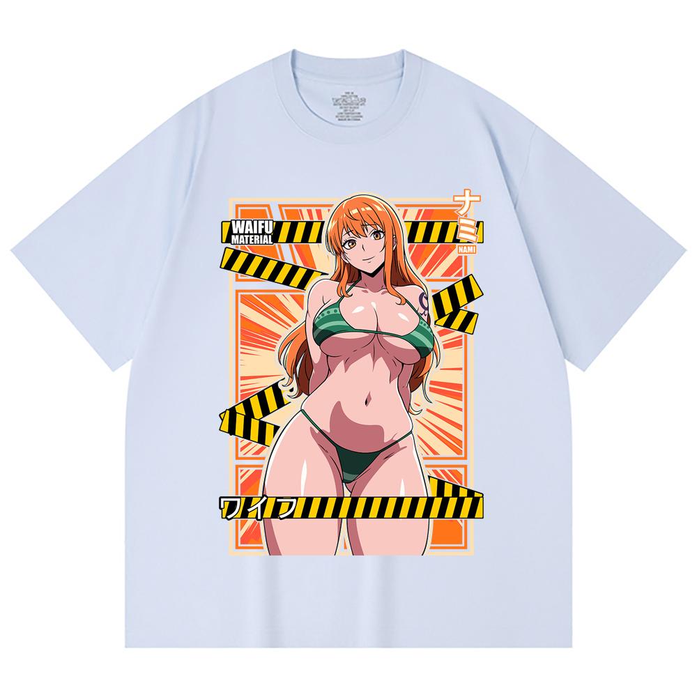 230 Gsm 100% Cotton One Piece V40 Nami Waifu Print Unisex Heavy Cotton T Shirt