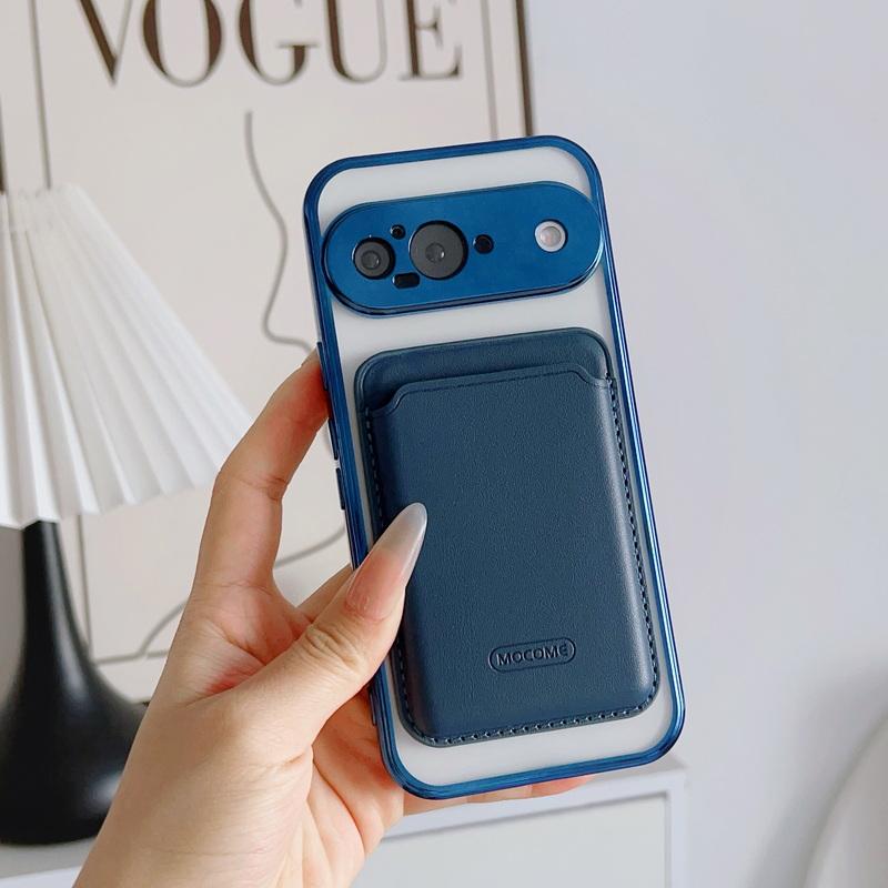Clear Wireless Charge Magnetic Case For Google Pixel 9 Pro XL 9A 8A 7A PU Leather Card Holder Shockproof Lens Protection TPU Phone Cover