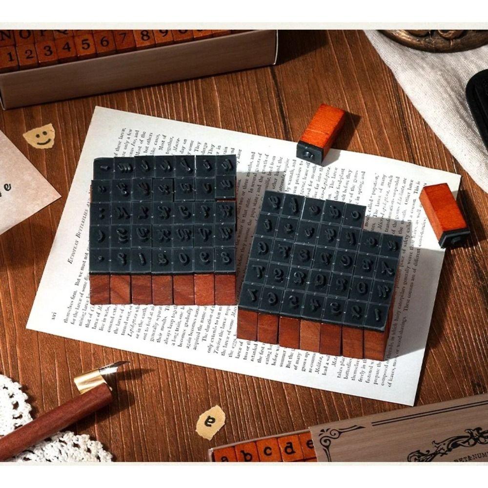 70 Pcs Wooden Handle Wooden Rubber Stamp Set Standard Size Crafting Alphabet Letter Stamp Precise Durable Standard Seal Stamp