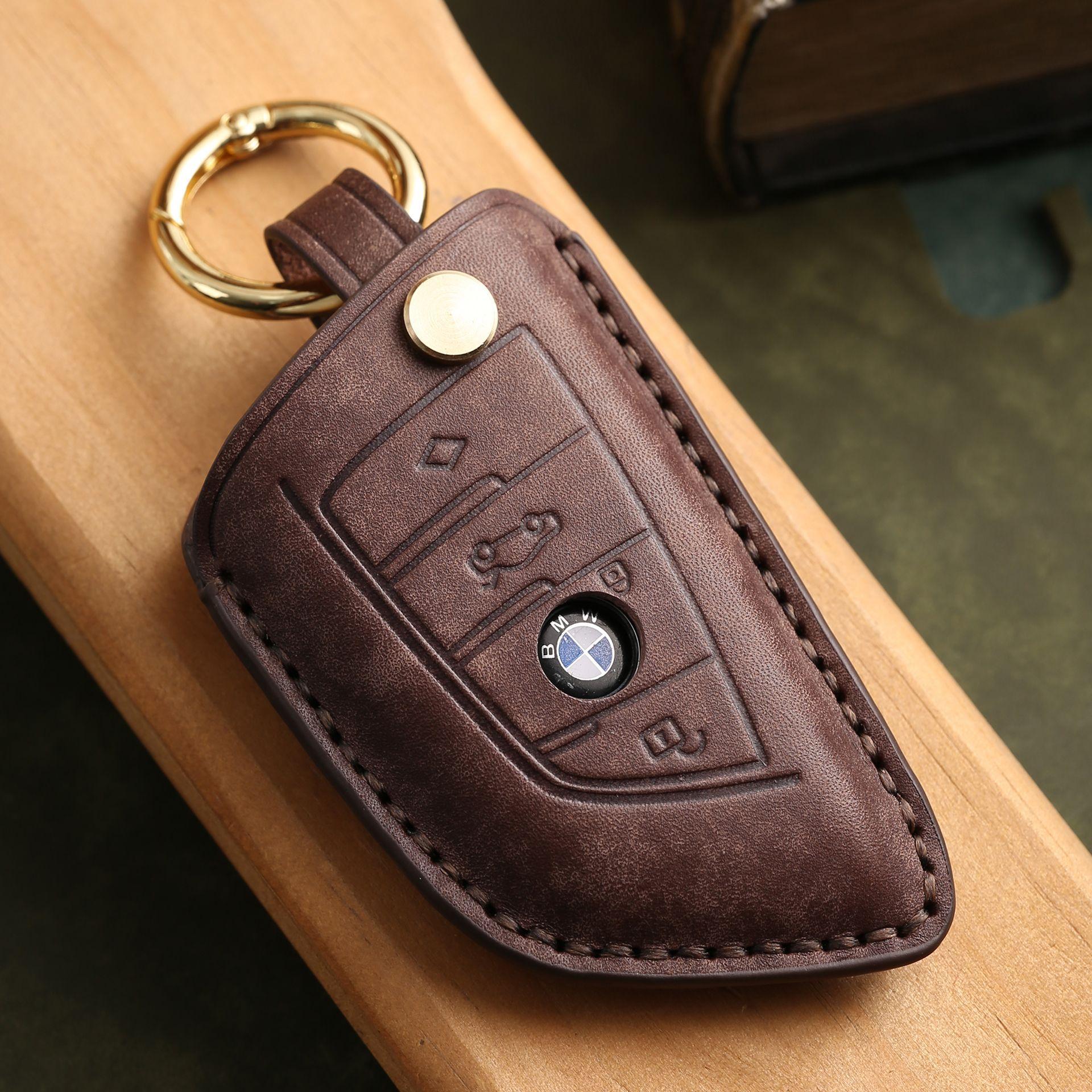 

Customized for BMW key cover 5 series 530 blade 7 series x1 three series 325 car key protection case chain коричневий