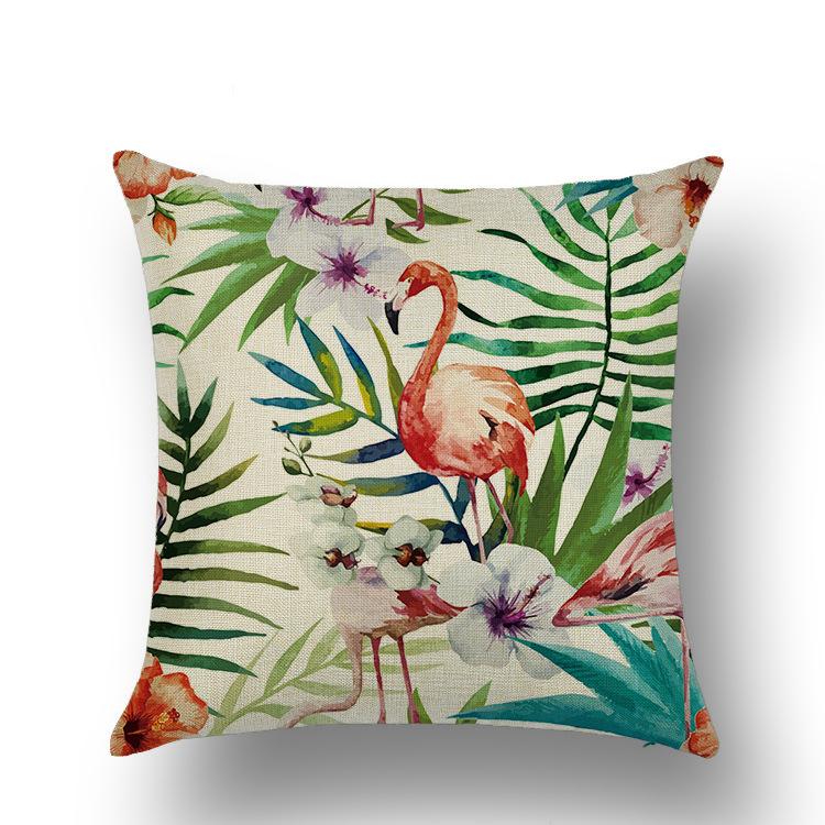 

Pillowcase Flamingo Cotton and Lines Pillow Backrest Pad Sofa Linen Pillow 45*45cm