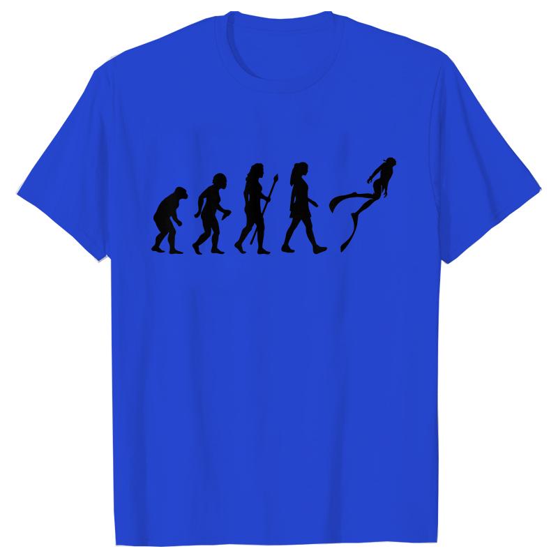 

Funny Evolution of Diving Unisex T-Shirt Short Sleeve O-Neck Tees Fashion Scuba Diver Girl Tops Casual Summer Female Clothing 4XL