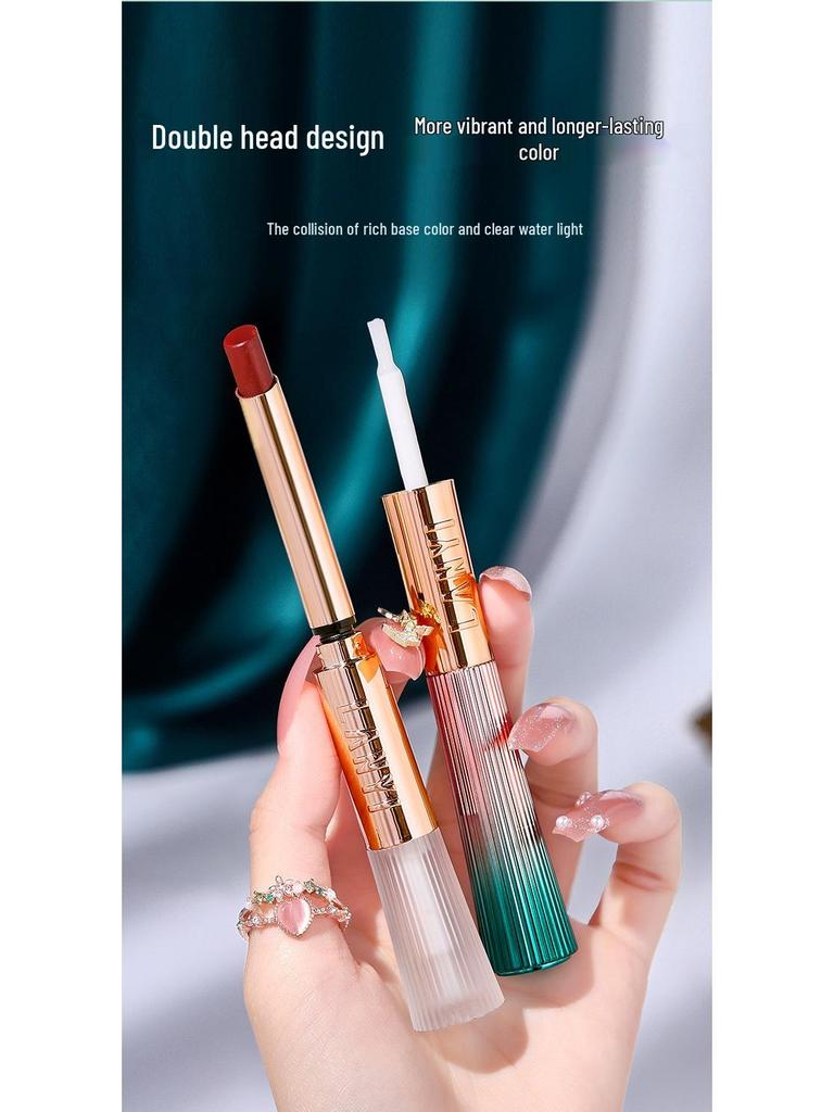 Lan Yi Waterproof Matte Lipstick - Non-Stick, Long-Lasting, Enhances Fairness for Yellow Skin, Star-Endorsed Brand.