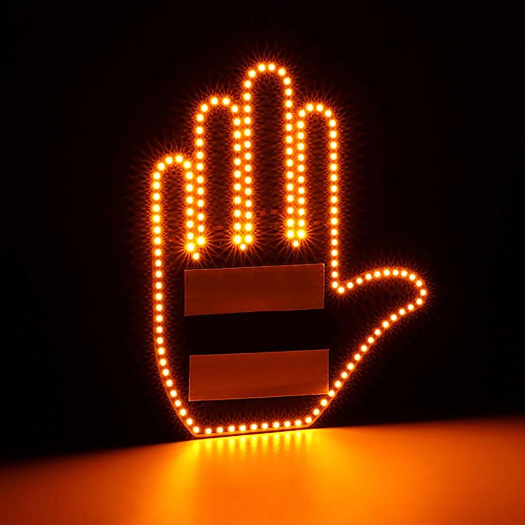 Funny Car Finger Light with Remote Road Rage Signs Middle Finger Gesture Light Amber Finger Warning Brake Light Car Accessories