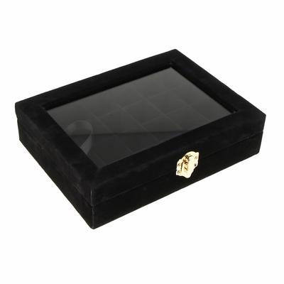 Estojo de veludo, brinco, colar, organizador, caixa de armazenamento de joias, preto