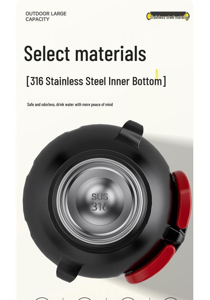 Large Capacity Stainless Steel Insulated Thermos for Outdoor & Car Use - Short, Fat Design for Hot Water, Tea Brewing, and Household Use
