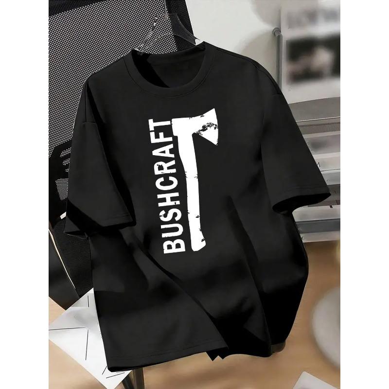 

European Size Axe Art Survival Print American Streetwear Design Graffiti Letter Print Short-Sleeve T-Shirt for Men, Perfect for High Street Fashion 4XL чорний