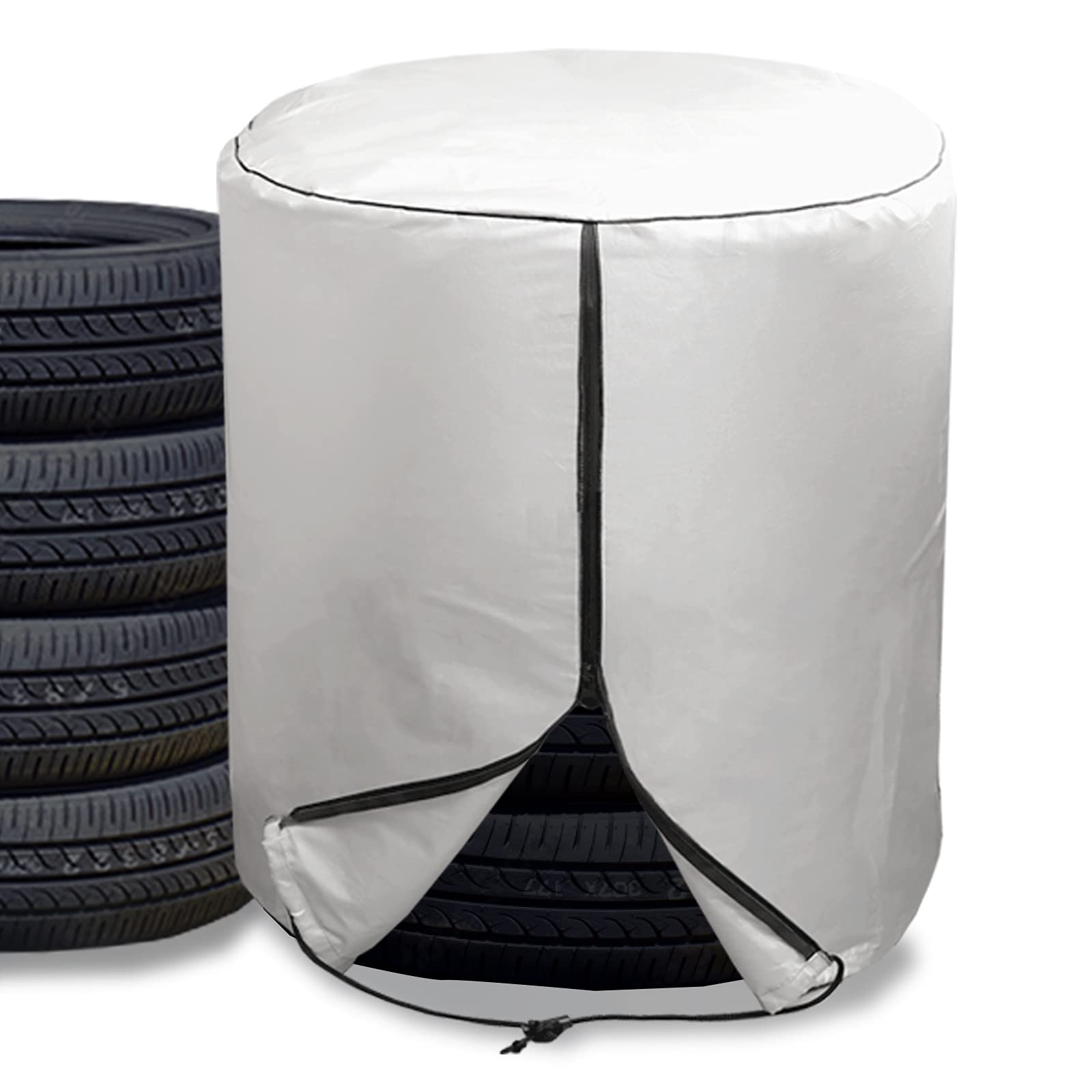 

Hirano Tire Cover with Watertight Fits 4 and Includes Tire Storage Manual and Tire Position Stickers Fits Standard Cars and Zipper, Tires, Waterproof,