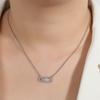 Creative Paper Clip Double Sided Square Pendant Necklace for Women Single Zircon Double Pin Geometric Necklaces Zircon Gifts
