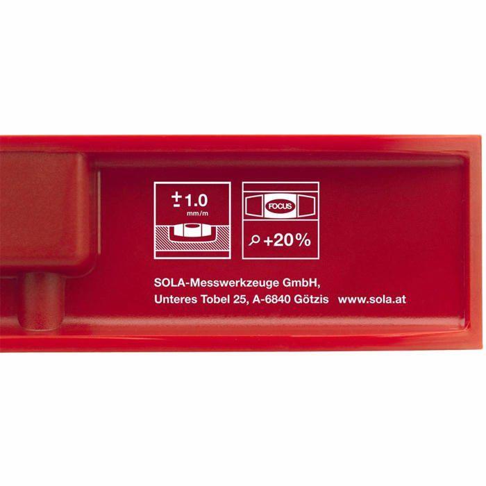 Niveau à bulle torpille - Sola - PTF25 - Plastique - Rouge - 250 mm