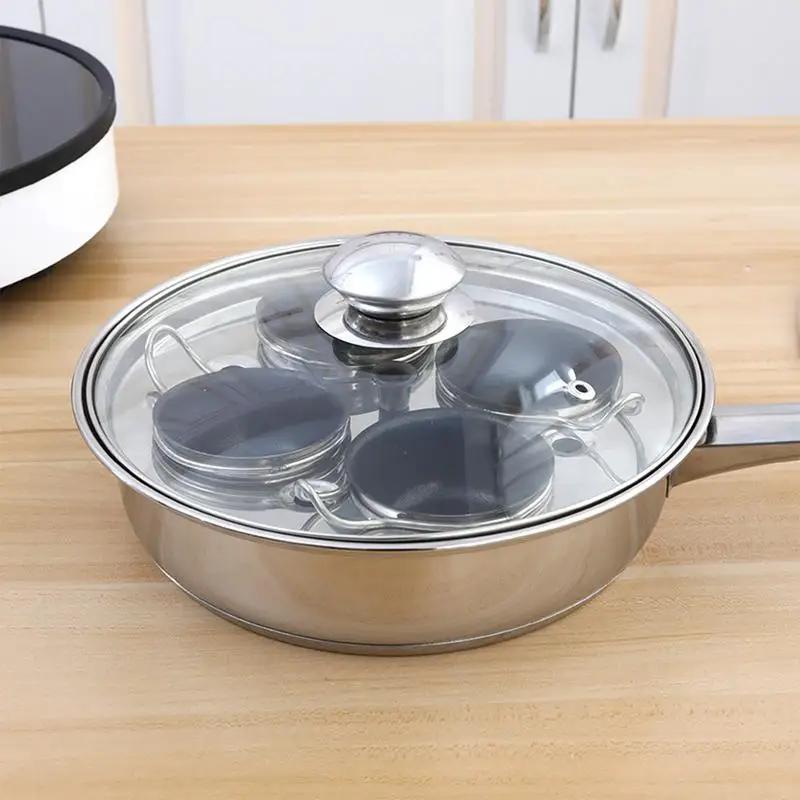 Egg Poacher Pan Stainless Steel Poached Kitchen Egg Cooker Perfect Poached Eggs Maker Induction Cooktop Egg Steamer Frying Pans