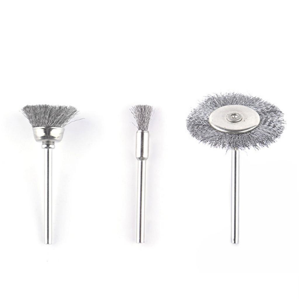30Pcs Wire Wheel Brushes 3mm Shank Remove Burrs Rust Metal Non-metal Surface Polishing Derusting