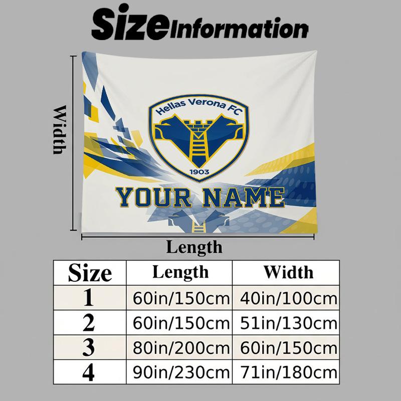 Custom Name Hellas Verona FC Printed Tapestry – Wall Hanging for Bedrooms, Dorms, and Home Decor