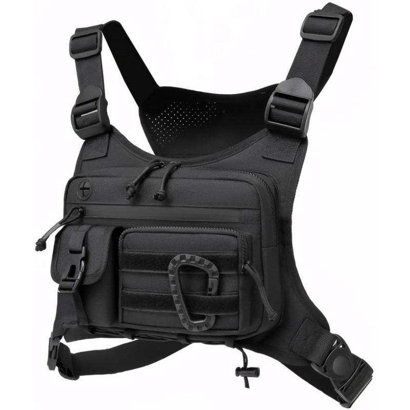 Mens Tactical Chest Pack Outdoor Tactical Vest Versatile Backpack for Cycling Hiking Outdoor Activities Comfortable Durable