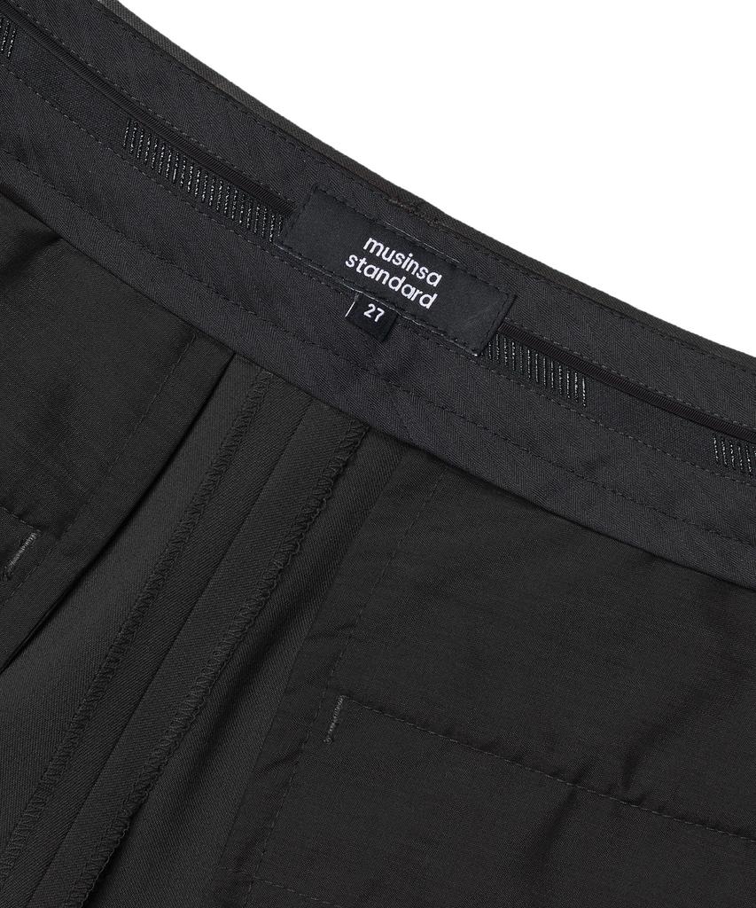 MUSINSA STANDARD WOMAN Women'S Side Adjust Two-Tuck Wide Slacks [Gunmetal]