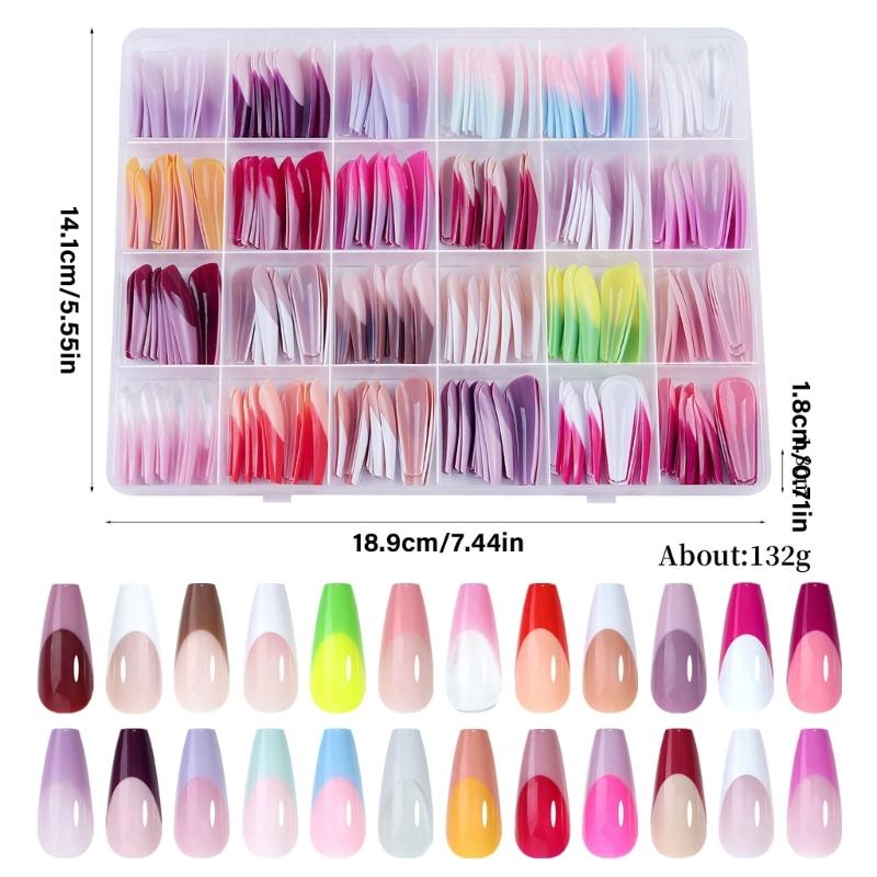 288pcs Colorful Press On Nail Full Coverage Glossy False Nail in Various Sizes for Nail Salons and DIY Decoration