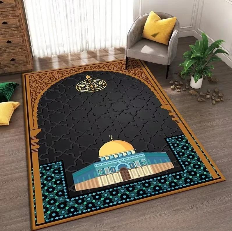 Islam Muslim Prayer Mat Living Room Decor Anti-slip Carpets Bedroom Bedside Soft Rug Entrance Doormat Machine Washable Carpet