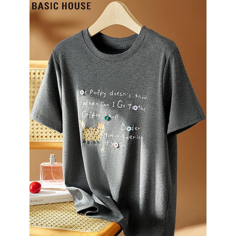 Basic House Women s Loose Fit Short Sleeve T-Shirt L