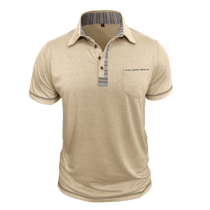 Men's Short Sleeve Polo Shirt Solid Color Casual Tops Breathable Business T-Shirt for Summer