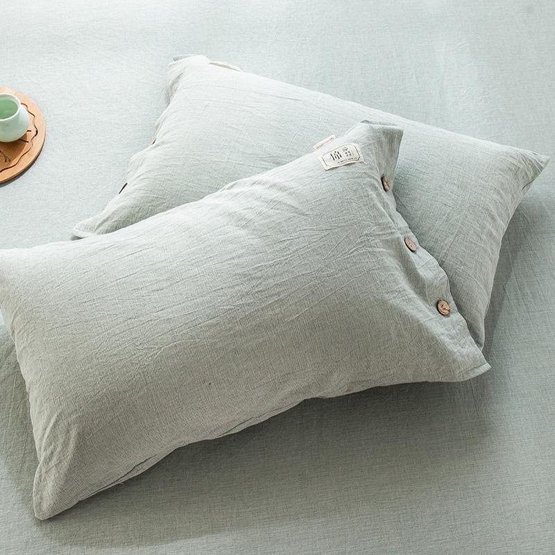 Zestaw 2 poszewek na poduszkę pojedynczą z czystej bawełny i lnu z wewnętrznym wkładem w całości bawełnianym, 48cm x 74cm