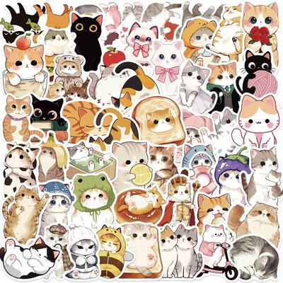 50 Cartoon Cute Cat Doodle Stickers Decorative Ipad Suitcase Notebook Diy Waterproof
