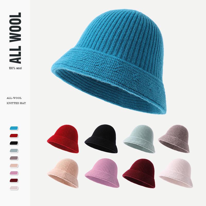 

Women s Autumn/Winter Pure Wool Dome Bucket Hat One Size