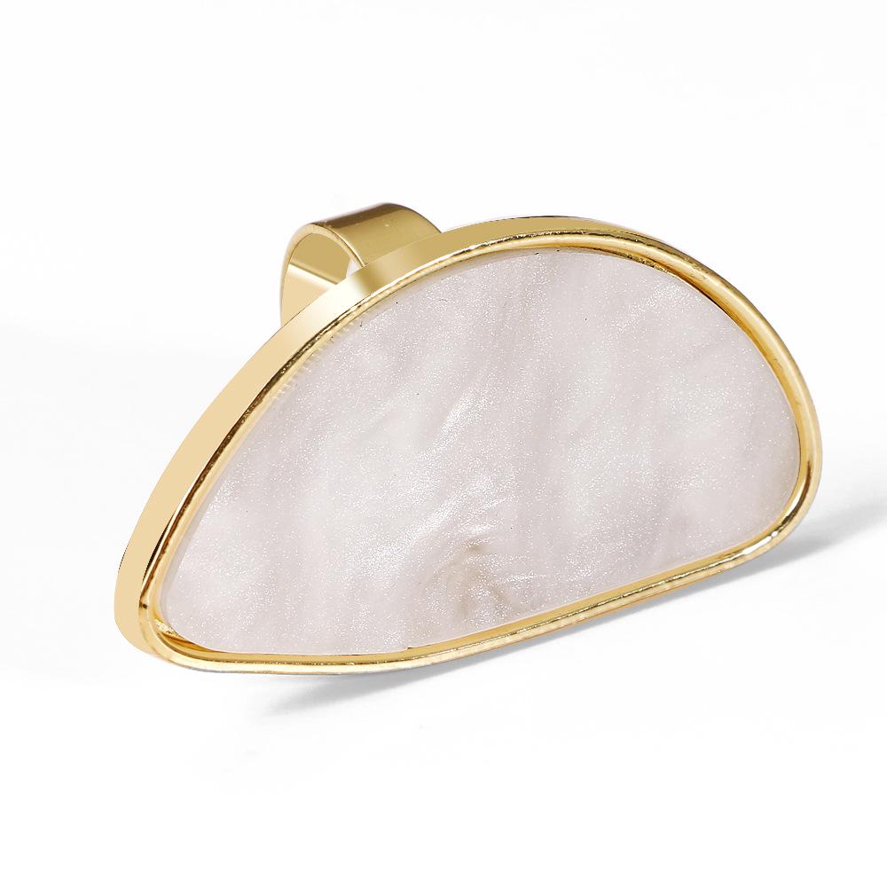 High-End Geometric Freshwater Pearl & Resin Ring - Light Luxury Style for Women
