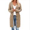 Autumn and winter new long twist sweater women's solid color button-in-bag cardigan jacket