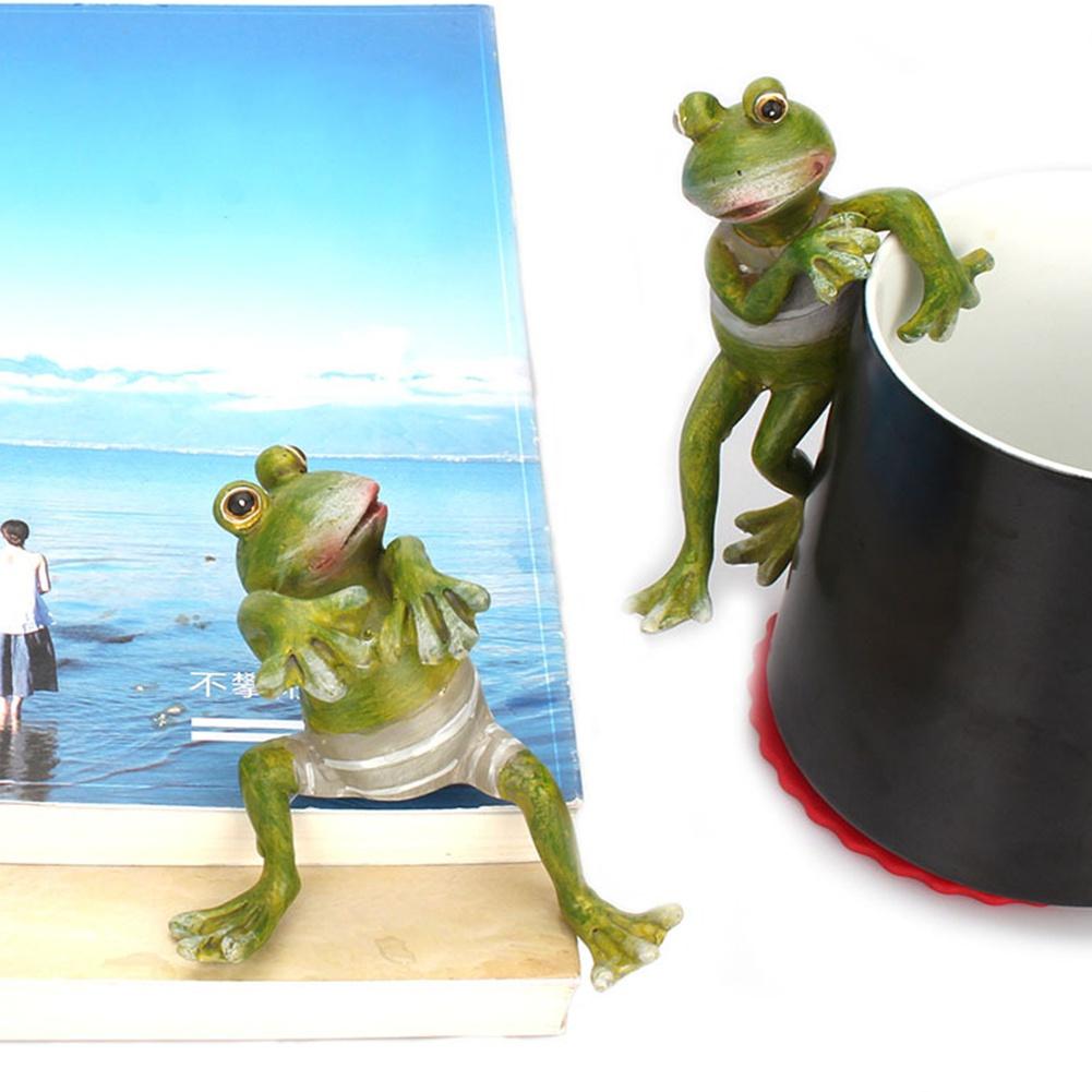 Frog Pot Huggers Resin Cartoon Hand-painted Decorative Frog Figurines Cute Office Desk Garden Decoration