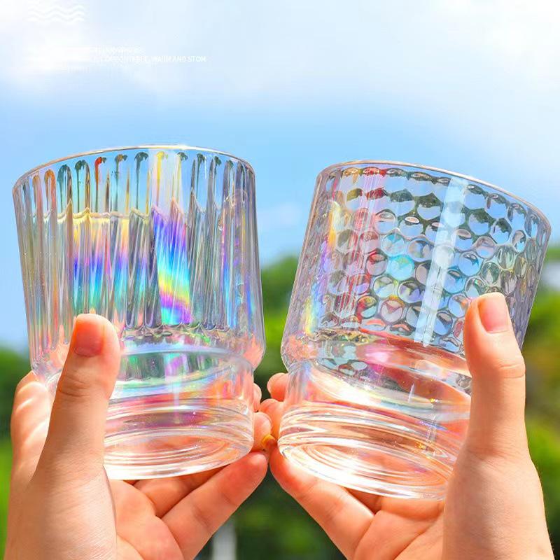 Aurora Iridescent Glass Straw Cup - Creative Style for Milk & Juice