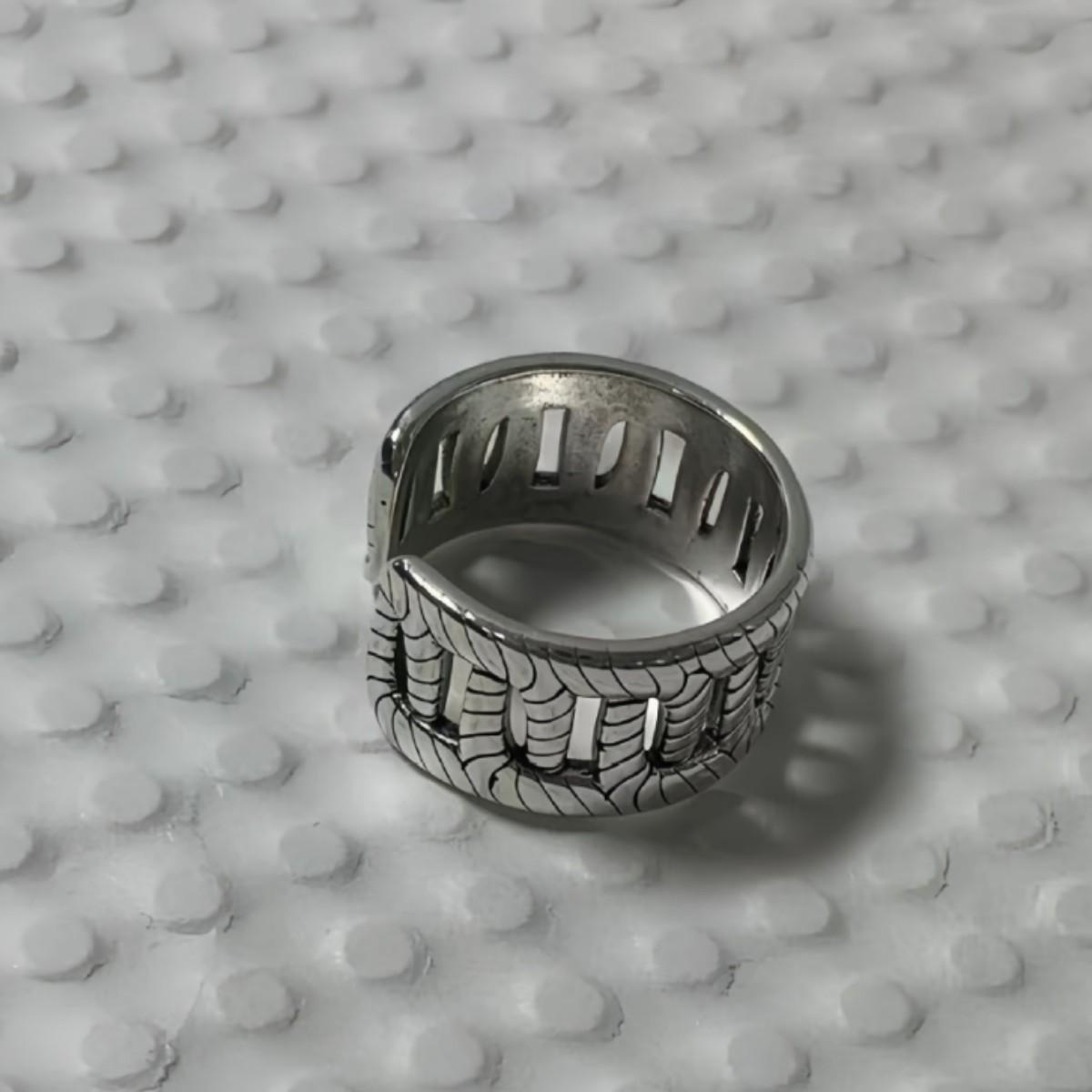 Hong Kong Style Personalized Distressed Braided Wide Chain Open Ring античный серебряного