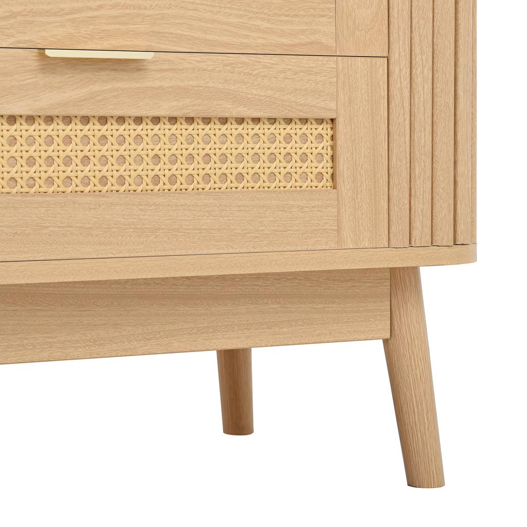 TV Cabinet, Tempered Safety Glass Doors, App-Controllable LED Lighting, Living Room Storage Cabinet, Chipboard, Solid Wood Legs, Four Drawers