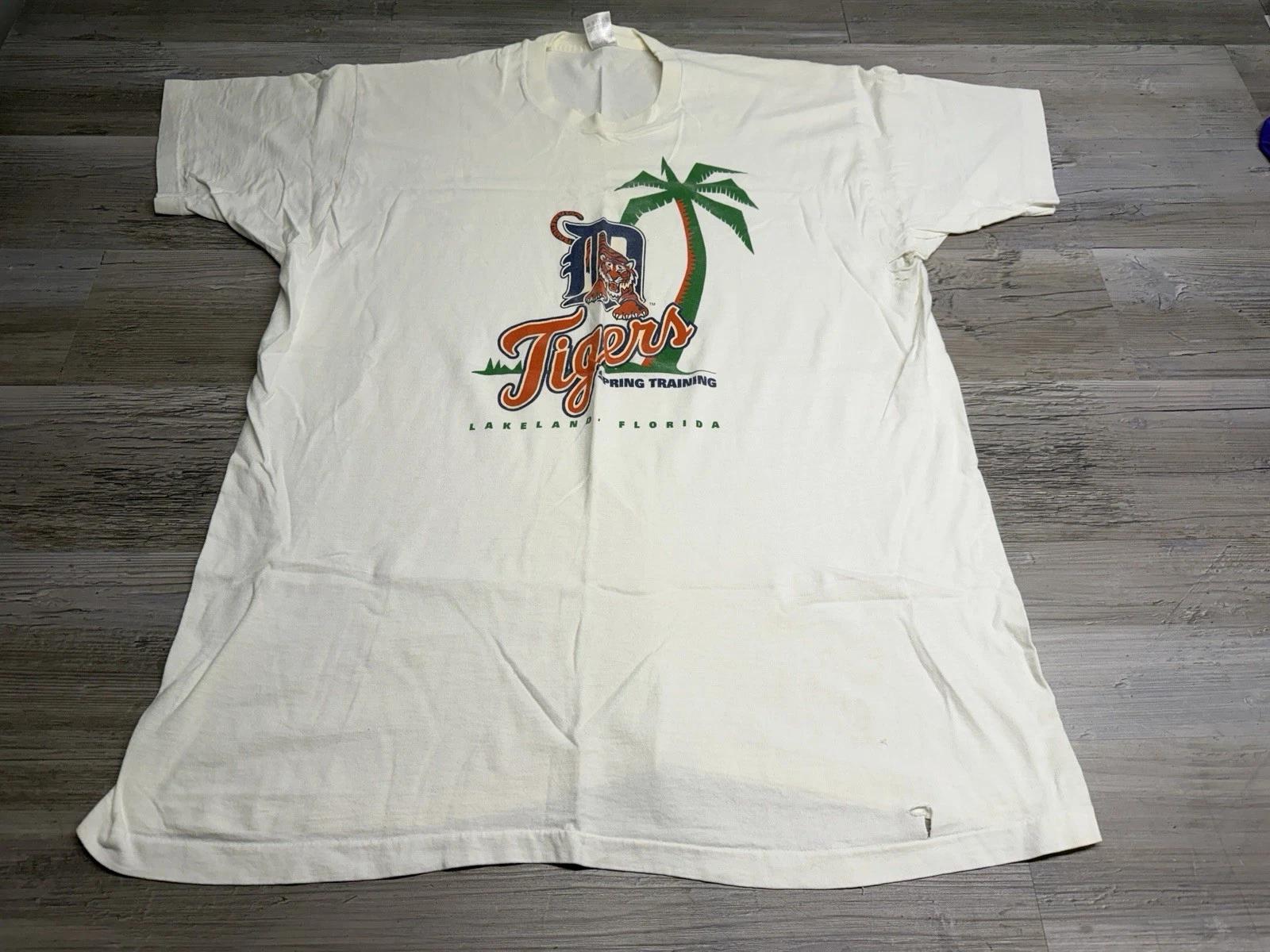 Vintage Detroit Tigers Shirt 90s Spring Training Lakeland Florida Distressed 2XL S