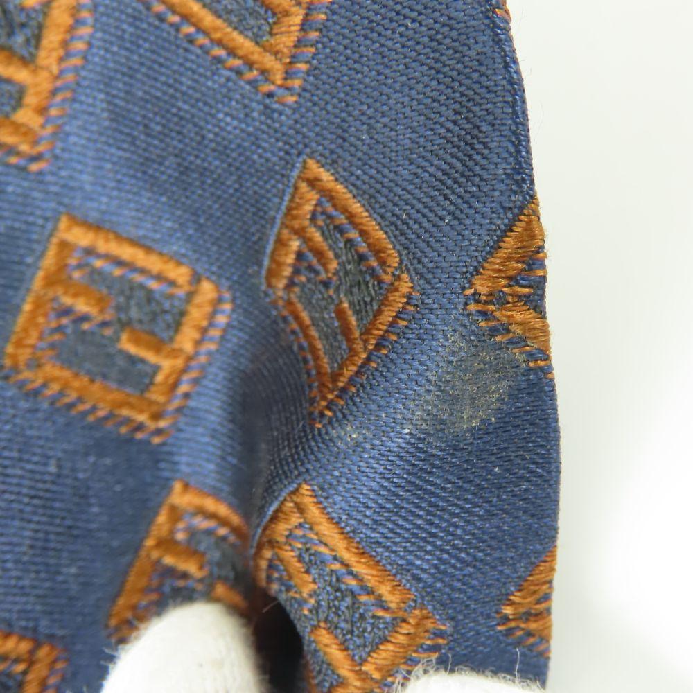 Used FENDI tie Overall handle silk Navy Brown business
