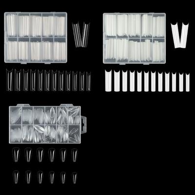 Extras Long Nail Tip,Half Cover C Curves Fake Nail Tips,Square/Almond Press On Nail Full Cover False Nail for Nail Salon