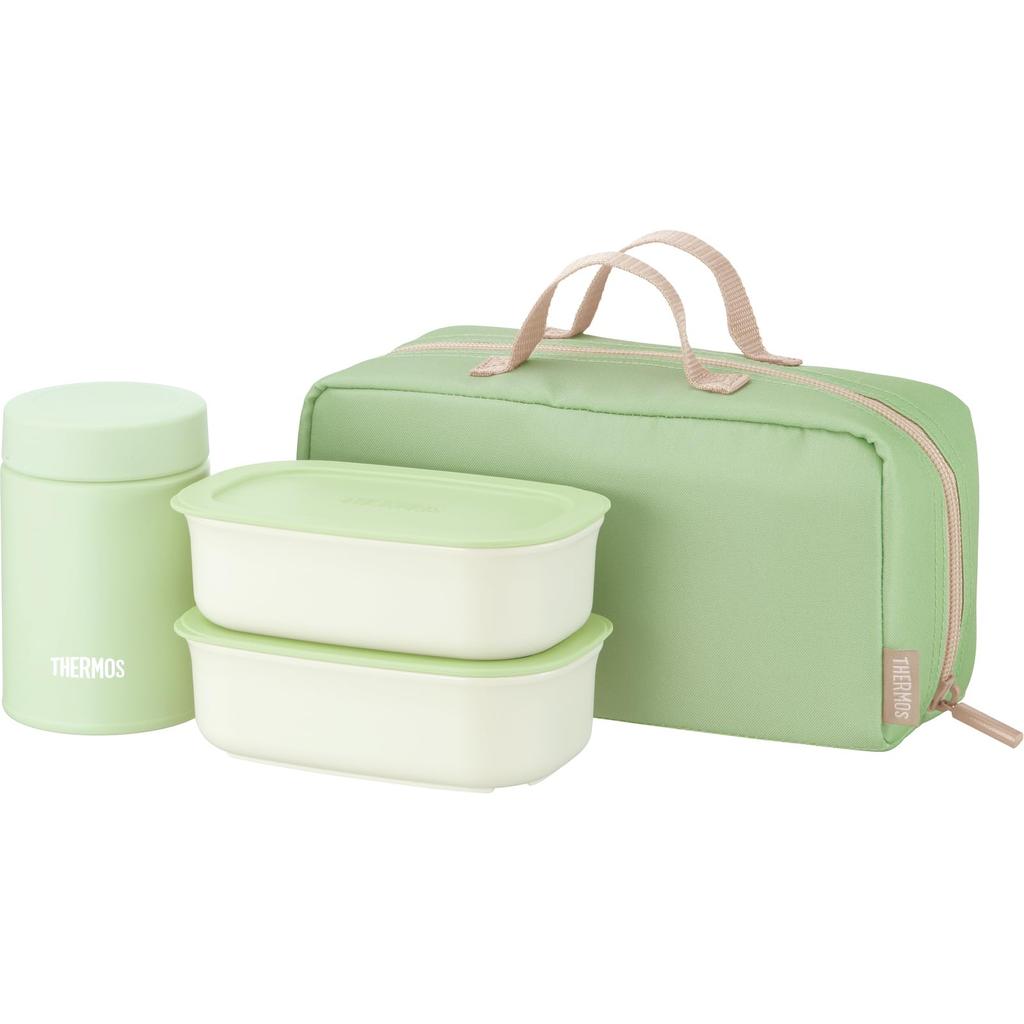 Thermos Vacuum Insulated Soup Lunch Dusty with Insulated Pouch Set, 800ml, Green, (JEH-800 DTG)
