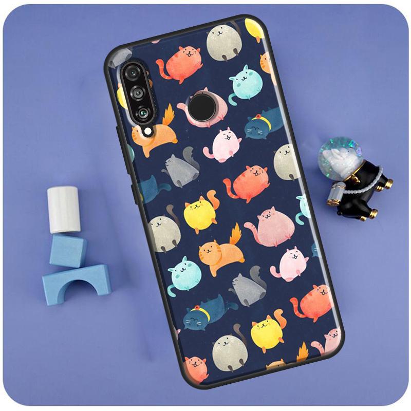 Cute Cartoon Cat For Huawei Nova 3i 7i 8i 11i 12i 9 10 SE Y60 Y61 Y70 Y72 Y73 Y90 Y91 P20 P30 P40 Lite Case