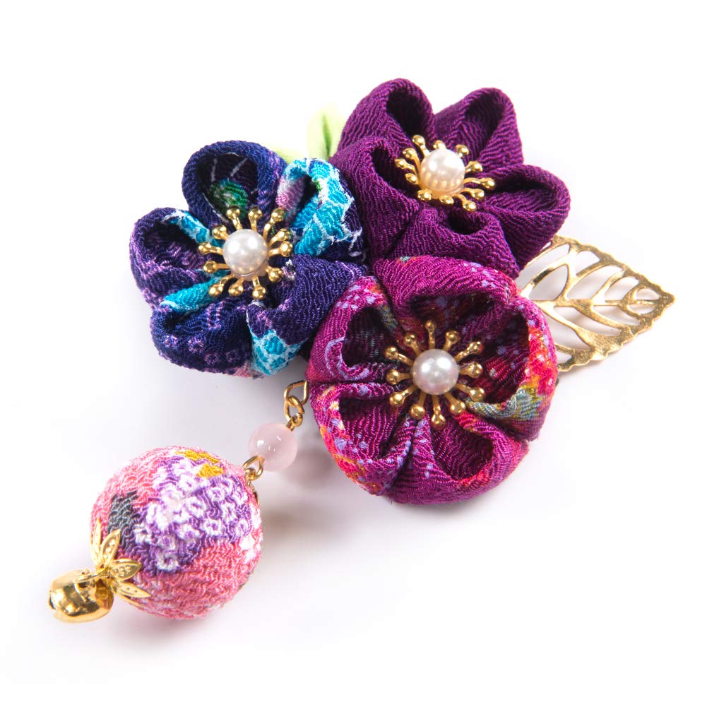 FLORICA Hair Ornament for Perfect for and with a Flower and Bell Hair Available in 3 Colors Girls, Shichi-Go-San, Coming-of-Age Ceremonies, Furisode,