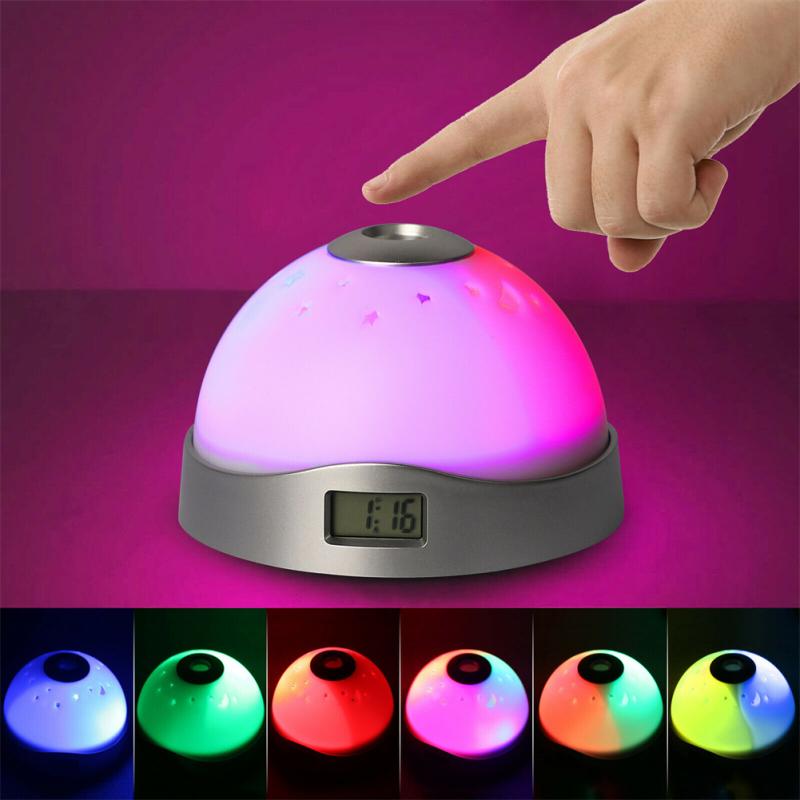Led Digital Projector Alarm Clock 7 Color Changes Time Display Easy To Set Multi-color Night Light