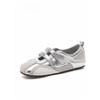 Temperamentstar mit den gleichen hochwertigen ballettroten Sport-Mary Janes mit dünner Sohle und silbernem Klettverschluss, Dexun Rennschuhe