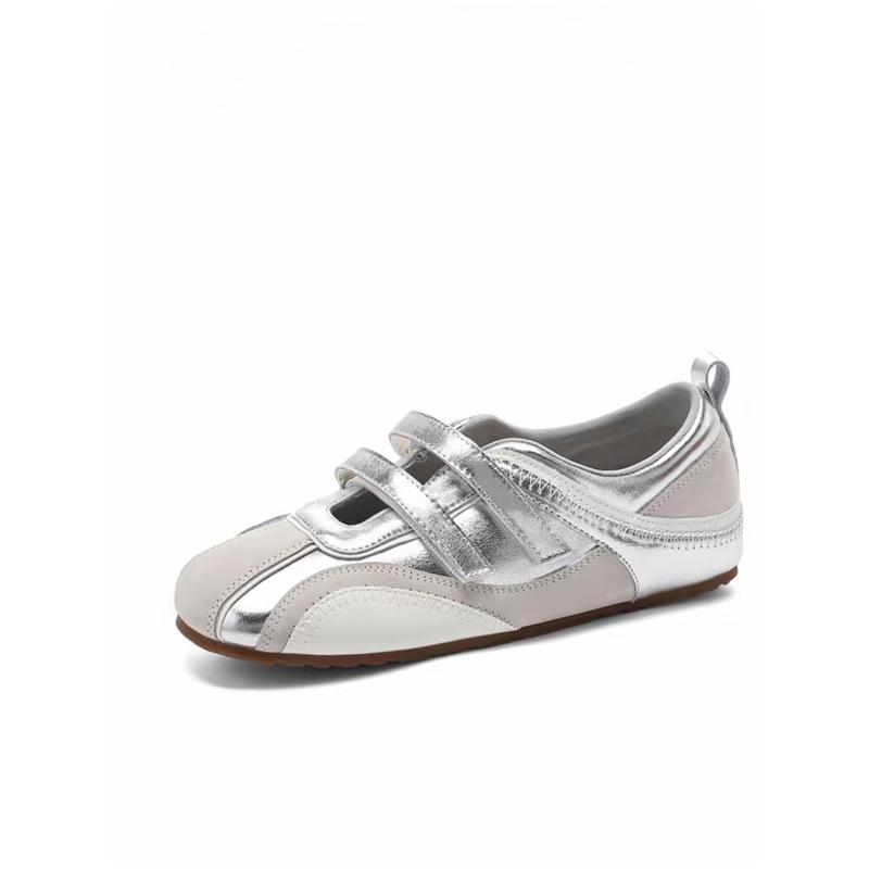 Temperamentstar mit den gleichen hochwertigen ballettroten Sport-Mary Janes mit dünner Sohle und silbernem Klettverschluss, Dexun Rennschuhe