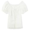 Women's Short Puff Sleeve Two-Way Cotton Blouse