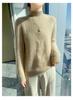 2024 Women's Autumn/Winter Wool Sweater - Solid Color, Thick Knit, Half-High Collar, Long Sleeve, Cable Knit Base Layer