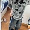Pure cotton American retro short-sleeved t-shirt women's new popular design sense niche loose large size cartoon trendy top