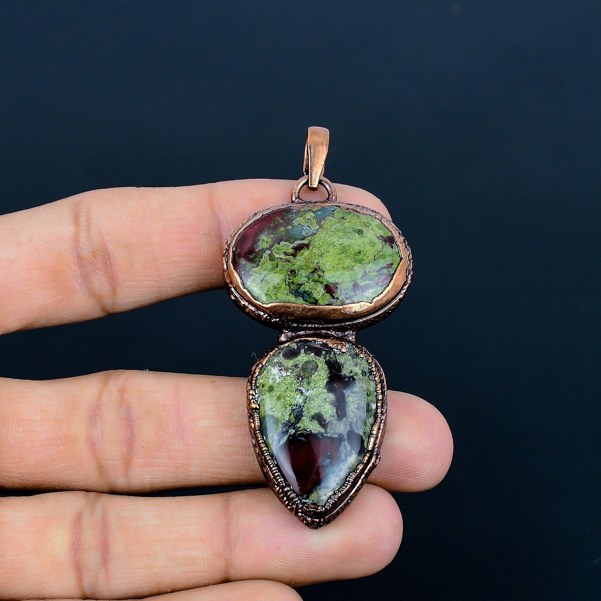 

Dragon Blood Jasper Copper Electroformed Pendant, Handmade Gemstone Pendant Jewelry, Gifts For Wife Brand New Pendant