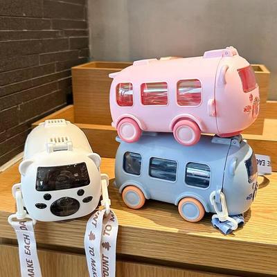 Detský pohár na vodu Baby Bus Študentský pohár na vodu Veľká kapacita so slamkou Detský pohár na vodu Vysoká úroveň vzhľadu Prenosný vonkajší plastový pohár