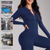 High-Intensity Zipper Long-Sleeve Yoga Bodysuit & Trousers Set