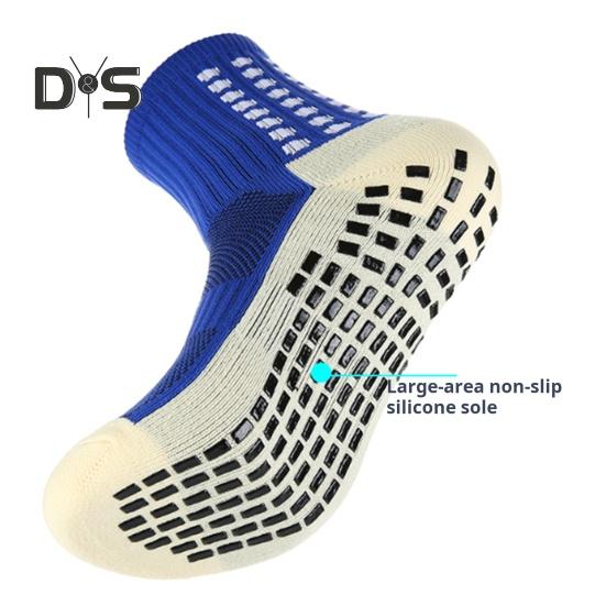 1 Pair Sports Socks Anti-slip Silicone Bottom Mid-tube Sweat Absorption Fine Knitting High Elasticity Daily Wear Football Basketball Calf Socks