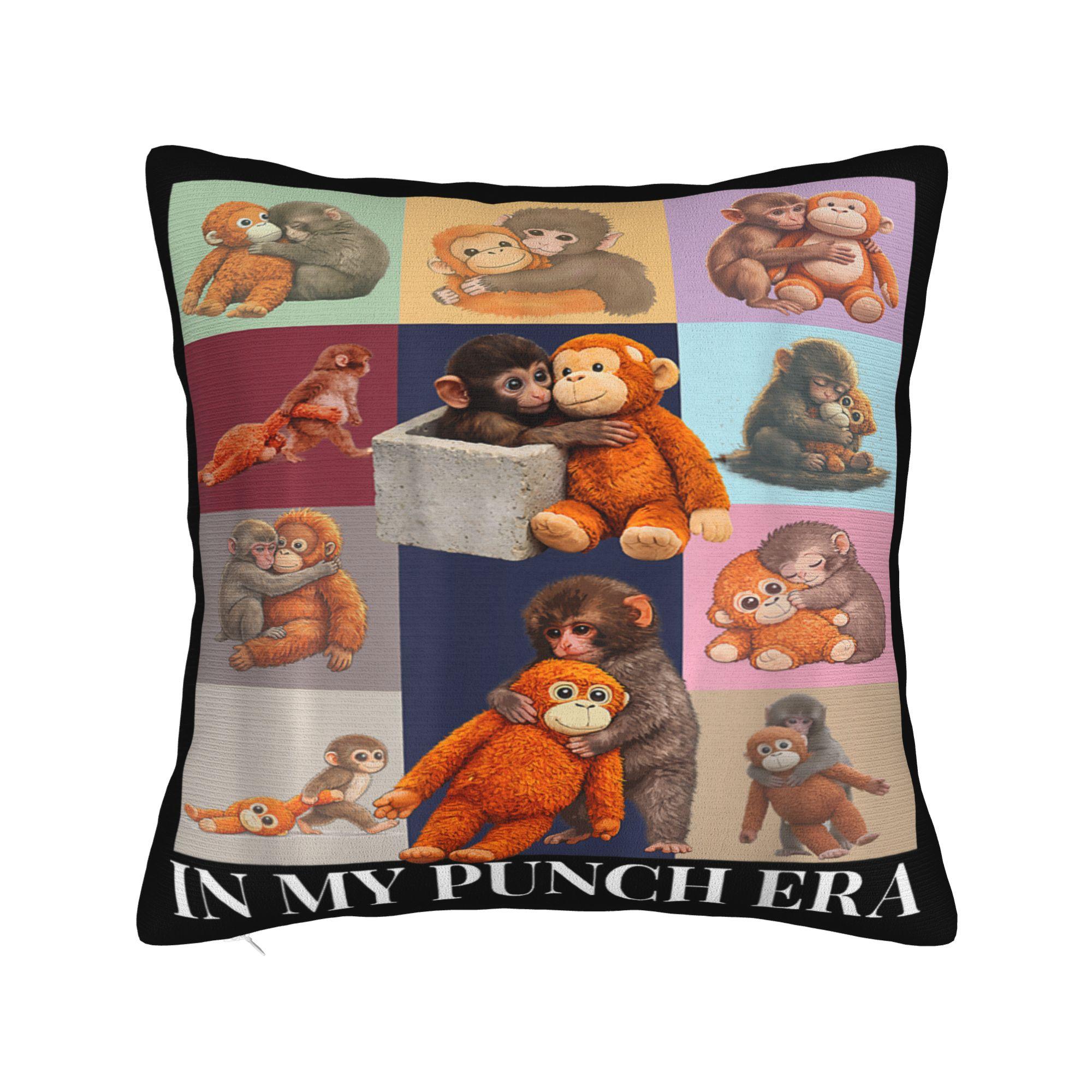 Adorable Monkey Punch Baby Team Punch Big Love Gifts Pillow Case  Comfy Pillow Cover Pillowcases For Office Car Home Decor 30x30cm 12x12in